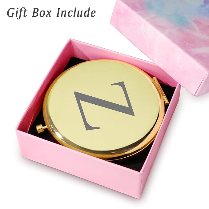 Personalized Gifts for Women Girls, Initial Compact Mirror, Unique Mothers Day Birthday Gifts for Friends Mom Wife Grandma Sister Daughter, 2025 Graduation Gifts for Her College Medical High School