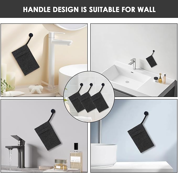 6 Pack Large Soap Saver Bag, Body Exfoliator Bar Soap Scrubber Pouch for Shower and Bath, Rough Soap Pocket Soap Saver Pouch for Massage, Peeling (Black)