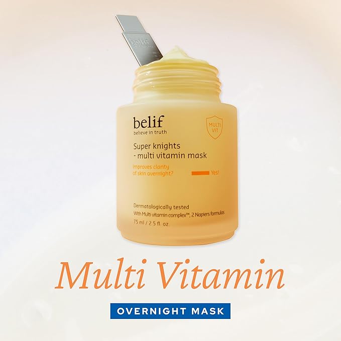 belif Vitamin C Overnight Butter Mask β Hydrating & Rejuvenating Sleeping Mask with Multi Vitamin Complex for Plumping Dull Skin & Refining Uneven Texture, Korean Skincare, 2.5 fl.oz