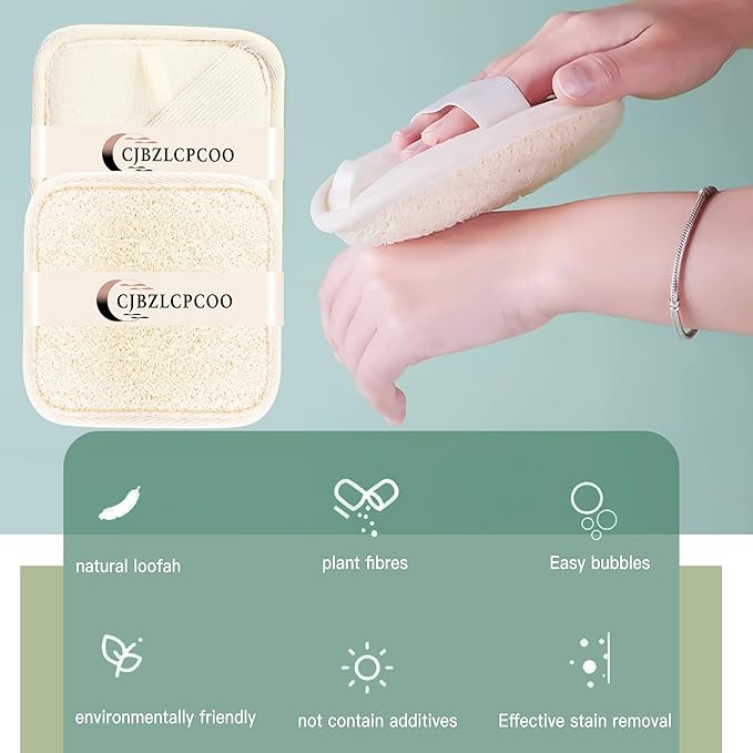 Natural Real Egyptian Shower Loofah Sponge Body Scrubber Provide a Refreshingly - Deep Clean to Your Face & Body -5 x 5 Inch-3Pack