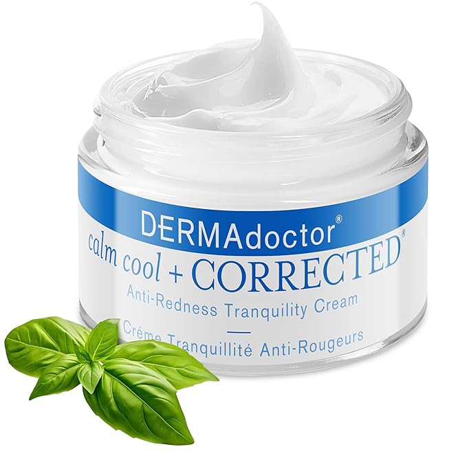 DERMAdoctor Redness & Itchy Skin Relief Calm Cool + Corrected Tranquility Cream for Sensitive Skin | moisturizing face cream Hydration with Squalane & Hyaluronic Acid White Tea Extract β 1.7oz