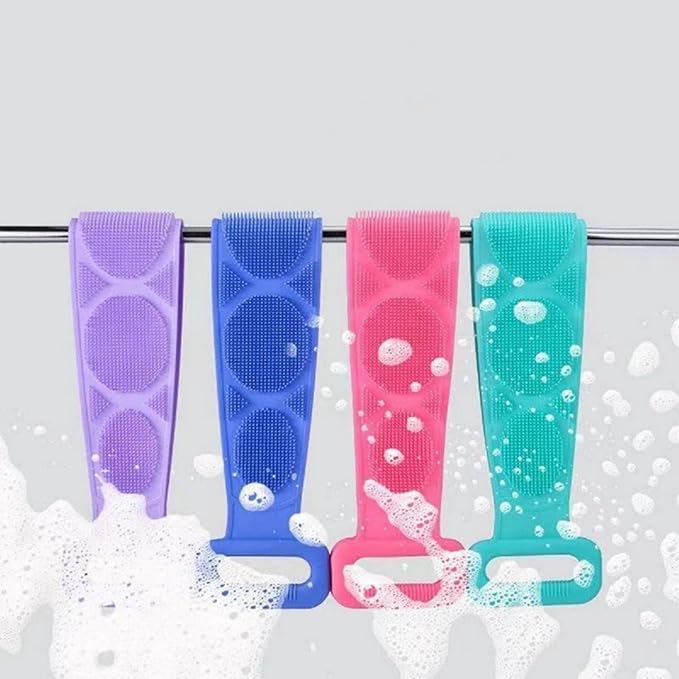 2 Pack Silicone Back Bath,Bath & Body Brush, Back Body Bath Towel,Powerful Stain Removing and exfoliating Back Pulling Strip, Adult Men and Women Back Bath Towel