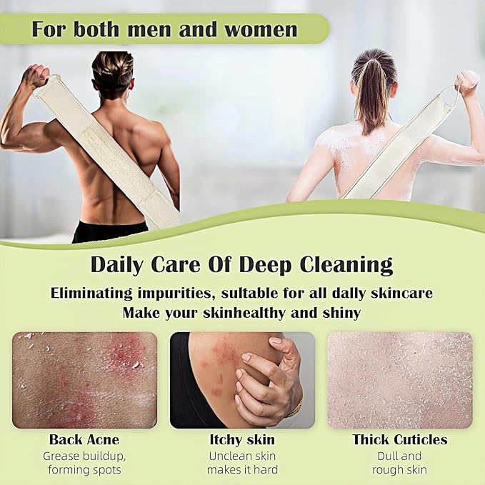 Natural Loofah Bath Sponge, 35.5 in Back Scrubber for Bath Shower, Exfoliating Body Scrubber, Shower Loofah Scrubber for Women and Men, Shower Loofah Sponge to Clean Body Deeply, Invigorate Skin