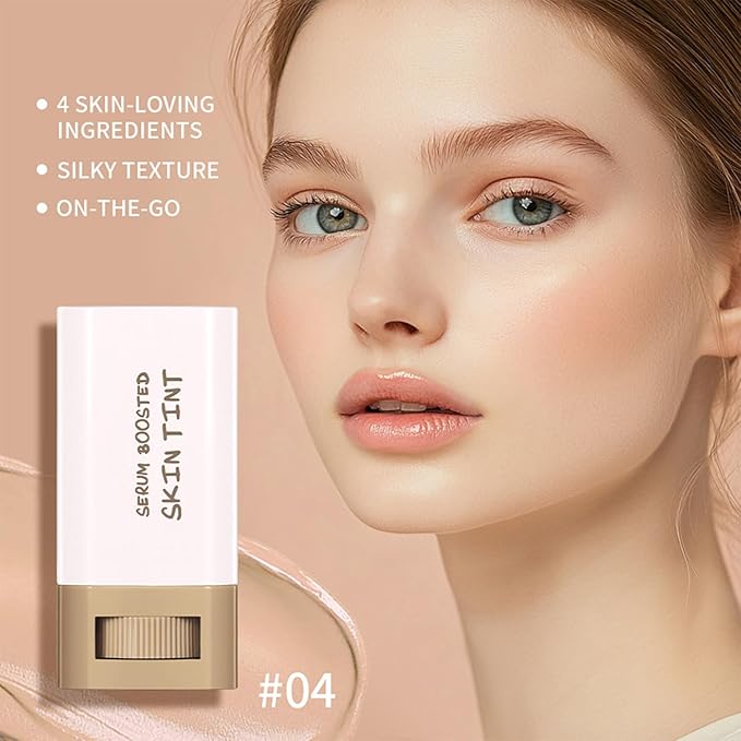 2 Pcs Foundation Stick Beauty Balm Serum Boosted Skin Tint Solid Tinted Moisturizing Serum Contour Stick Foundation for Women Natural Finish Makeup (#02, 0.63 OZ)