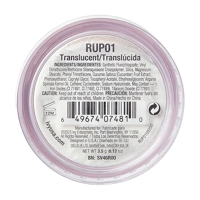 Ruby Kisses Instant Bake Undereye Powder - Vegan, Cruelty Free Powder for Brightening Eyes and Smudge-Free Makeup (Translucent)