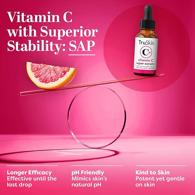 TruSkin Vitamin C Super Serum - Niacinamide, Retinol, Hyaluronic & Salicylic Acid - All-in-One Anti Aging Serum for Face β Improve Appearance of Dark Spots, Firmness for Brighter Looking Skin, 2 Fl Oz