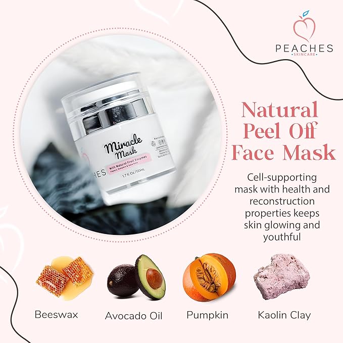 Hydrating Face Mask with Beeswax, Avocado Oil, Pumpkin, and More β Gently Removes Dead Skin Cells β Miracle Mask (1.7 oz)