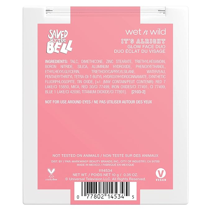 wet n wild Saved By The Bell Highlighter & Illuminator Glow Face Duo, Buttery Soft Shimmer Powder, Buildable & Blendable Radiance, Infused with Micro-Fine Pearls, Cruelty-Free β It's Alright