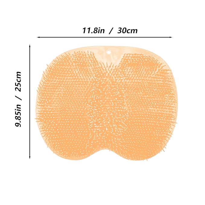 Shower Foot and Back Scrubber Mat,Wall Mounted Shower Foot Scrubber with Suction Cups,Exfoliating Silicone Massage Foot Cleaner for Shower(Yellow)