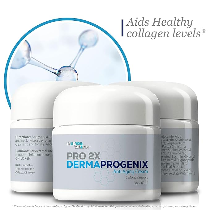PRO 2X DERMA PROGENIX Cream - Anti Aging Cream - 2 Month Supply - Skin Firming Moisturizer with Vitamin C, Collagen, & Ceramides - Reduce Wrinkles Appearance - Improve Skin Tone, Texture, & Hydration