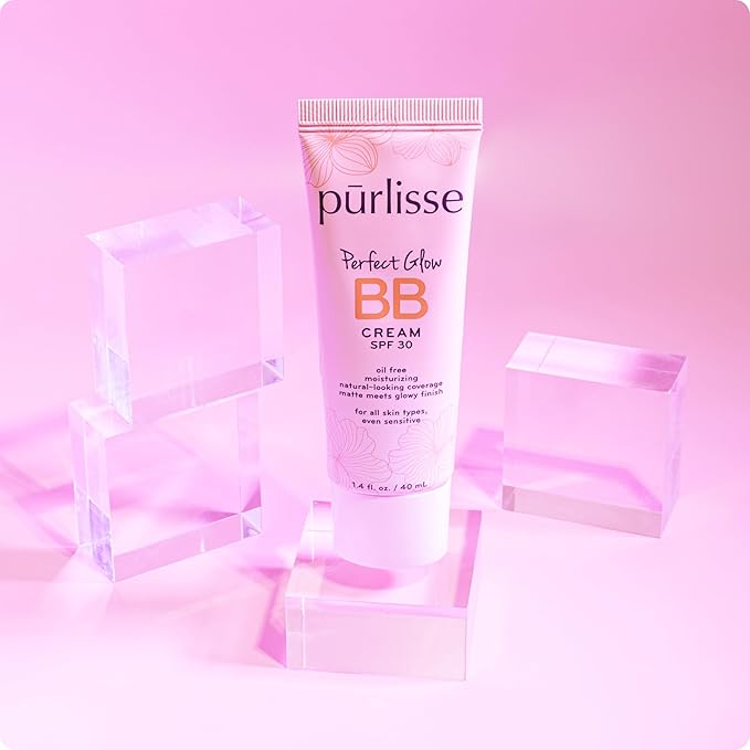 pΕ«rlisse Perfect Glow BB Cream with SPF 30 - Matte Meets Dewy Finish - Enriched with Goji & Hawthorn Berry to Help Improve Skin Texture & Radiance - Medium Tan (1.4 oz)
