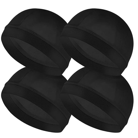4 Pcs Silky Bonnet for Men Women, Satin Silk Hair Wrap for Sleeping, Silk Wave Caps for 360 540 720 Waves, Sleep Bonnet Compression Sleeping Shower Cap Bath Accessories (Black)