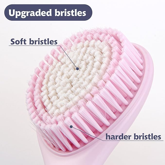 BEDELITE Back Bath Brush Long Handle for Shower of 2 - Soft Shower Brush for Men & Women,Back Brush Scrubber - 16.4" Long Skin Exfoliator for Body Bath ScrubberοΌ2 Pack, Blue & PinkοΌ
