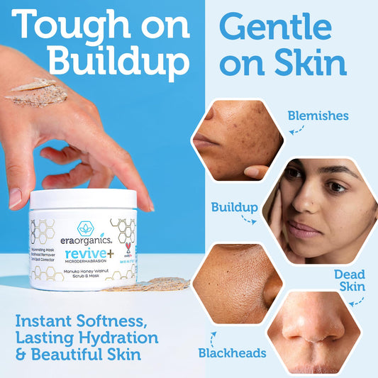 Manuka Honey Exfoliating Face Scrub β Gentle Microdermabrasion Face Exfoliator to Help Smooth, Soften & Balance with Moisturizing Organic Superfoods 2oz