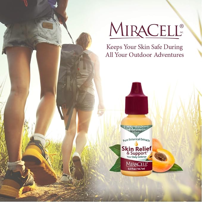Miracell Skin Relief & Support Oil β Natural Face & Body Moisturizer with Apricot, Jojoba, and Vitamin E β Fast-Absorbing Hydration for Dry, Sensitive, or Rough Skin β 0.5 oz