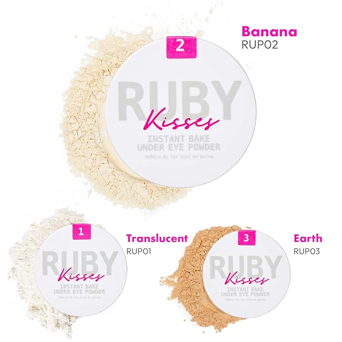 Ruby Kisses Instant Bake Undereye Powder - Vegan, Cruelty Free Powder for Brightening Eyes and Smudge-Free Makeup