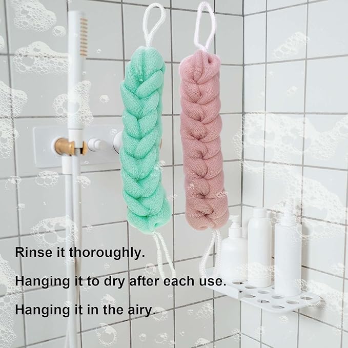 PPHAO - Back Scrubber for Shower - Long Loofah Sponge for Women - Bath Sponge - Loofah Back Scrubber for Shower Exfoliating for Men - 21.5 INCH - Green and Pink Loofah - 2 Pack