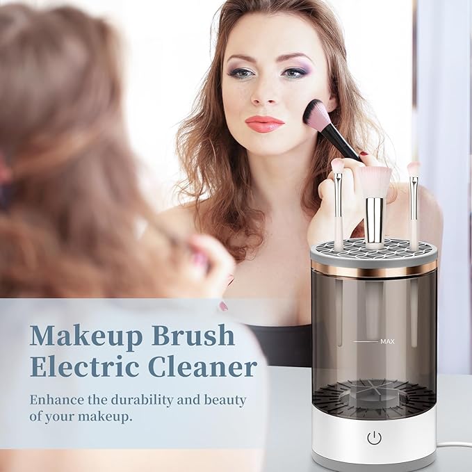 Electric Makeup Brush Cleaner, Quick Efficient Machine for Deep Cleaning All Types of Brushes, Portable Compact Design for Travel Home Use, for Makeup Lovers & Professionals
