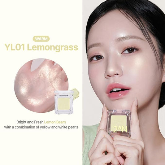 2aN Pure Glash Highlighter β Glass-Like Sheen Powder Highlighter for a Natural, Radiant Glow | Buildable, Long-Lasting, Lightweight Formula (LEMONGRASS, 0.8oz)