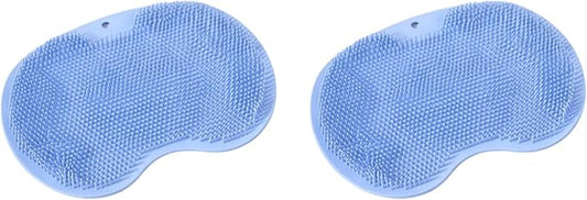2 Pack Bath & Body Brush,Silicone Scrub Pad,Cleaning Brush for Back of Feet,Exfoliating Bath Mat,Wall Mounted Non Slip Suction disc,Suitable for Both Male and Female Cleaners