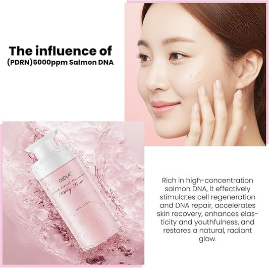 PDRN Pink Niacinamide Milky Toner for Hydrating, Moisturizing, Soothing, Ceramide, Peptide, Glass Glow Skin, Equivalent Korean Skincare Toner for face | 230ml 7.78 fl. Oz.