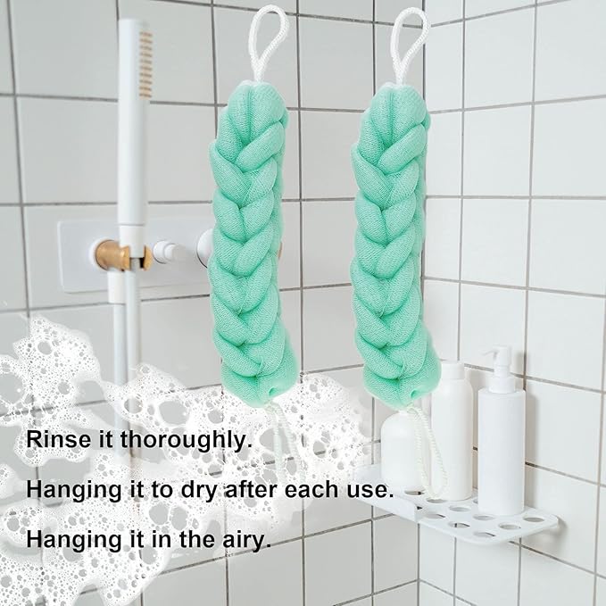 PPHAO - Back Scrubber for Shower - Bath Sponge - Long Loofah - Bath Back Scrubber for Shower for Men - Loofah for Women - Loofah Sponge for Men - 21.5 INCH - Green Loofah - 2 Pack