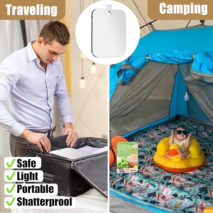 Shower Mirror Fogless for Shaving, (Small 6.8 x5 inch) 30% Than Original, Shower Mirrors Fogless, Small Wall Mirrors for Camping, Outdoor Plastic Mirror for Shower