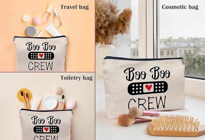 Boo Boo Crew Nurse Makeup Bag,Nursing Cosmetic Makeup Bag for Women Girls,Nurse Appreciation Graduation Healthcare Gifts,Gifts for School Nurse Medical Student Nursing Student