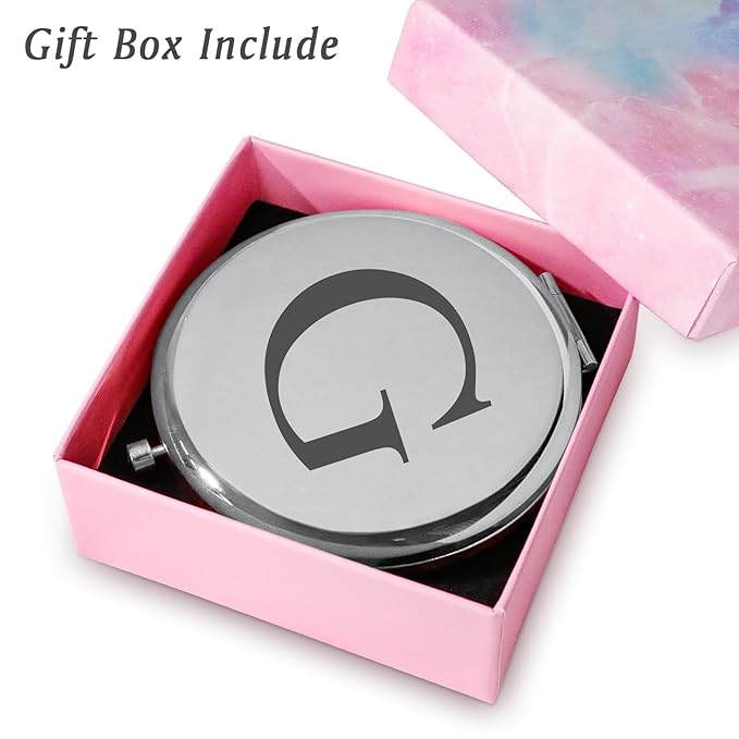 Personalized Gifts for Women Girls, Initial Compact Mirror, Unique Mothers Day Birthday Gifts for Friends Mom Wife Grandma Sister Daughter, 2025 Graduation Gifts for Her College Medical High School