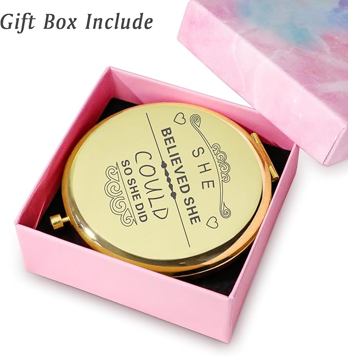 Personalized Gifts for Women Girls, Inspirational Compact Mirrors, 2025 Graduation Gifts for Her, Unique Mothers Day Birthday Gifts for Mom Sister Wife Daughter Niece, Friendship Gifts for Friends