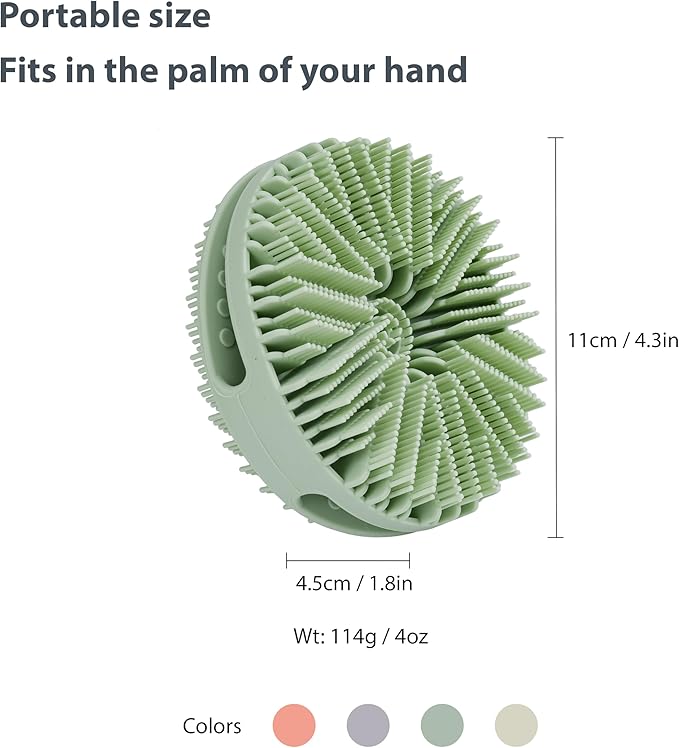 4 PC Silicone Exfoliating Body Scrubber, Silicone Body Shampoo Brush, Soft Silicone Loofah for Sensitive Skin, Shower Silicone Hair Scalp Massager, Easy to Clean, Lather Well