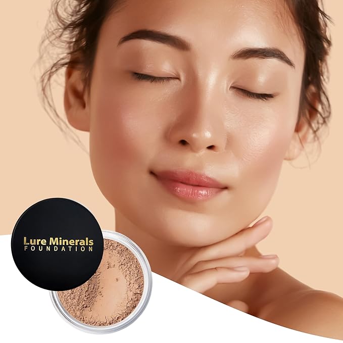 Lure Minerals Mineral Foundation Loose Powder - 8g, Mineral Makeup Face Powder Foundation (Beige Medium - Luminous)