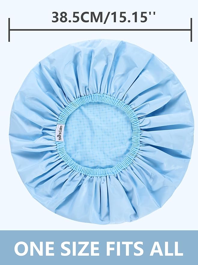 Years calm Shower Caps For Women Reusable Waterproof,Pattern And Solid Color Dual-Layer Design For Dual-Layer Usable,Protects Hair In Shower, Spa, Cooking, Clean & Travel (Blue, Extra Large)