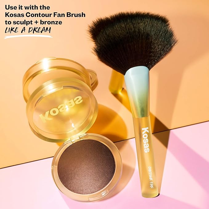 Kosas Sun Show Glowy Warmth Baked Bronzer - Contouring Powder for Cheekbones, Nose & Jawline - Enriched with Concentrated Fatty Acids - Talc-Free, Vegan & Hypoallergenic - Paradise