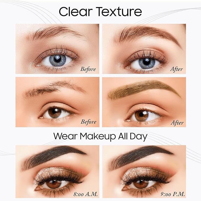 Eyebrow Pencil Eyebrow Microblading Pen - Eye Makeup Brow Pen Liquid Pencil with 4 Micro-Fork Tip, Waterproof & Long-Lasting & Smudge-Proof Brow Pencil, Voluminous Hair Stays on All Day (Light brown)