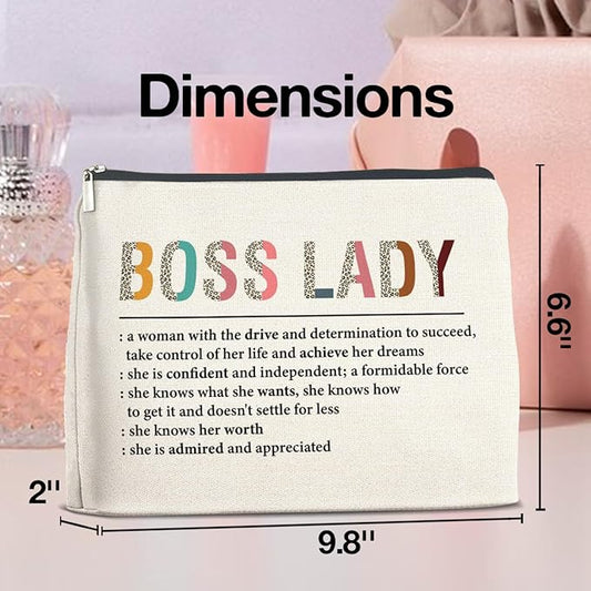 Makeup Bag Boss Lady Gifts for Women Female, Thank You Gifts for Boss Lady Definition Cosmetic Bag Zipper Makeup Pouch