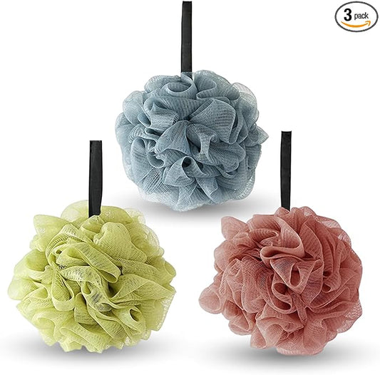 Loofah Sponge 50g/Piece, Exfoliating Bath Sponge Body Scrubber for Women and Men Bath Accessories (3Pcs Mix Color) (Dark Colored)
