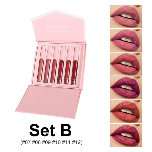 6Pcs Nude Matte Liquid Lipstick Set, Waterproof Long Lasting Non-Stick Cup Nude Lipstick 24 Hour Not Fade Red Matte Lipstick Professional Lip Gloss Mother's Day Gifts for Women (Gift Set B)