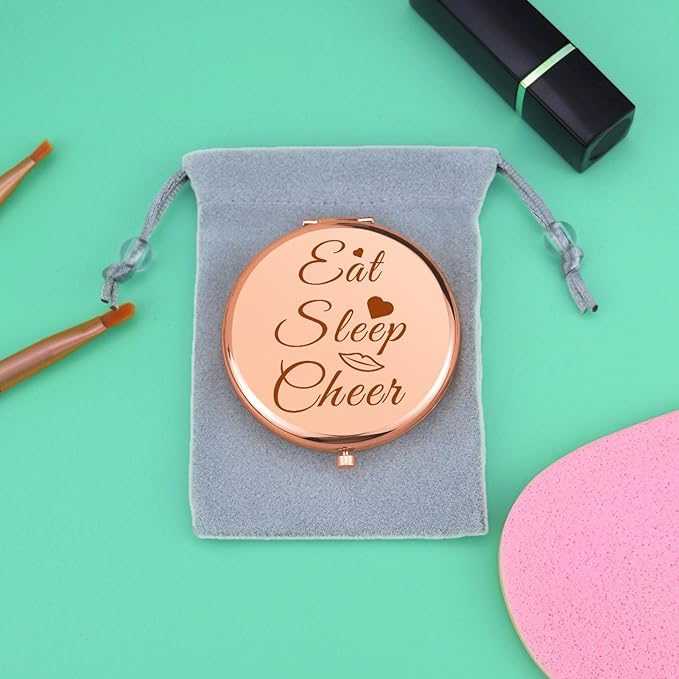 Mwphuy Cheer Gift Compact Makeup Mirror for Women, Rose Gold, 2.6"L x 2.6"W, Frameless, Dual Sided, Magnifying, Portable, Lightweight