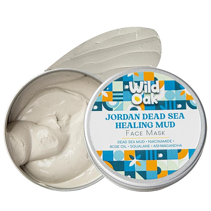 WildOak Dead Sea Healing Mud Clay Mask for Face & Body | 2% Niacinamide, Calendula & Zinc Oxide | Paraben & Sulphate Free | Blemishes, Evens Skin Tone, Enhances Radiance | For All Skin Types | 3.52 oz