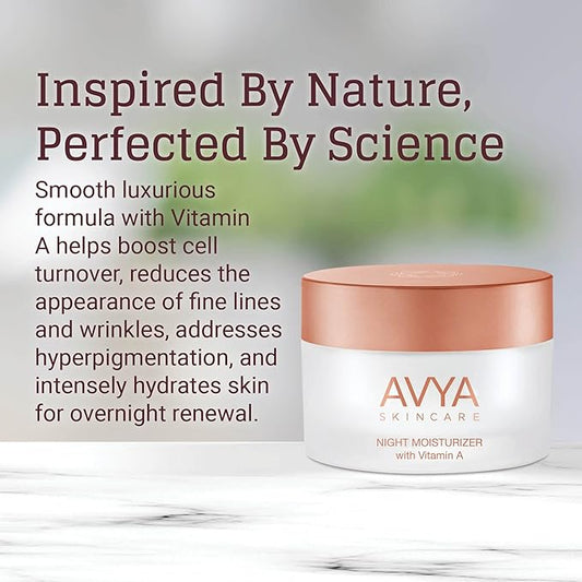 AVYA Night Moisturizer (1.7oz) - Advanced Ayurvedic Skincare/Retinol Cream with Antioxidants/Reduces Fine Lines and Wrinkles
