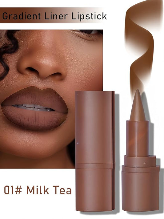MAEPEOR 2 in 1 Creamy Lip Liner 8 Colors Matte Nude Dark Brown Lipliner High Pigmented Long lasting Gradient Lip Liner and Lipstick Lip Combo (01 Mil Tea)