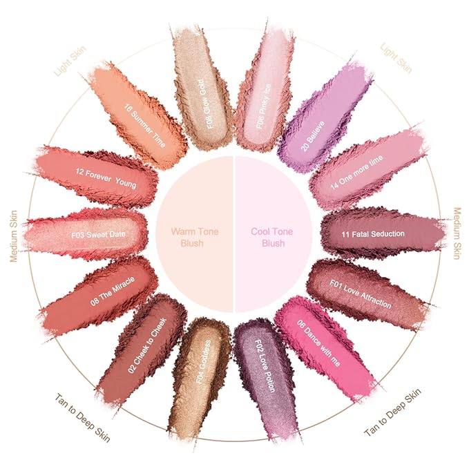 Oulac Peach Blush Makeup for Fair Light Skin | Pigmented Powdery Korean Style | Natural Radiant Look | Blendable & Buildable | Vegan Cruelty-Free | 4.8g 16 Summer Time