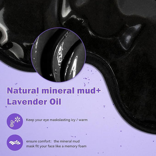 2 PCS Cooling Gel Eye Mask Reusable Cold Eye Mask, Frozen Eye Mask Ice Eye Compress Ice Pack, No Freeze, Cool Relaxation, Comfort Snug Fit, Eye Cover Ice Mask with Mineral Mud for Office, Home