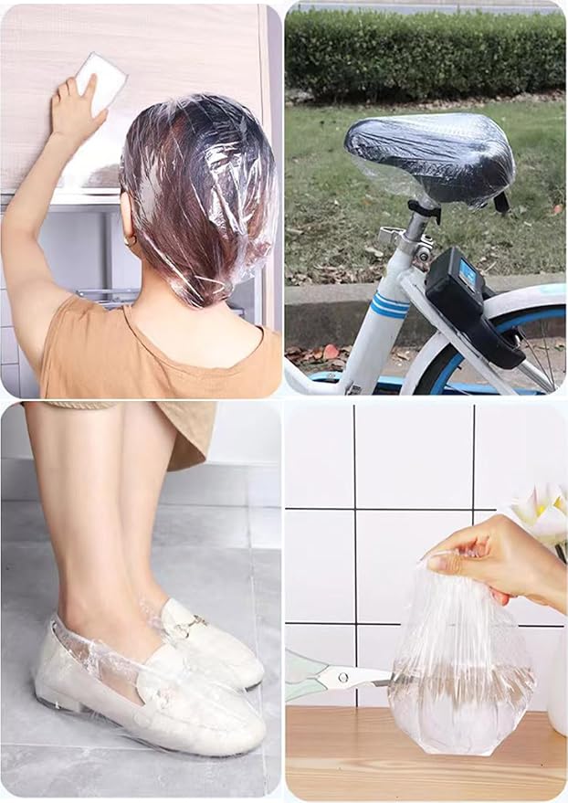 100 PCS Disposable Shower Caps Plastic Clear Hair Cap Elastic Waterproof Hair Bath Caps Thick Shower Cap for Women Hotel Hair Salon Travel Spa Home Use Beauty Salon Accessories Cleaning Supplies 20.5"