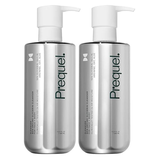 Skin Gleanser, Moisturizing Glycerin Face Wash, Body Wash 2-Pack. Professional Strength Face Cleanser for Women. Unscented Sensitive and Dry Skin Face Wash. 13.5oz (each) Pump Bottles