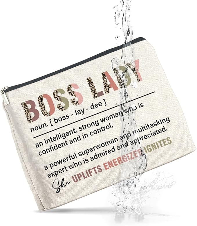 Makeup Bag - Boss Lady Appreciation Gift, Retirement Going Away Gift for Boss Lady - Cosmetic Bag Zipper Makeup Pouch