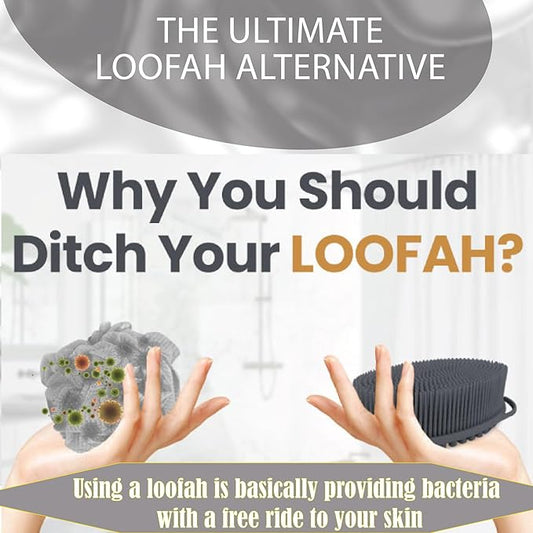 Avilana Light Gray and Marble Silicone Body Scrubber Bundle - Sleek and Elegant Dual-Tone Set