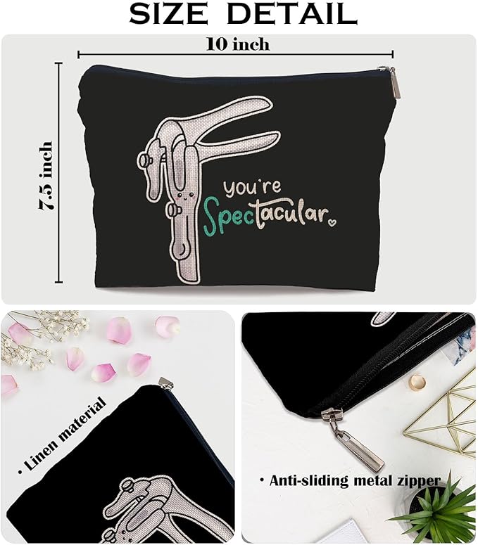 Ayxvt Obgyn Cosmetic Make up Bag - Obgyn Gifts Makeup Bag, Medical Office Decor, Obgyn Gifts for Doctors, Midwife Gifts Cosmetic Bag, Gifts Ideas for Doctors (Black)