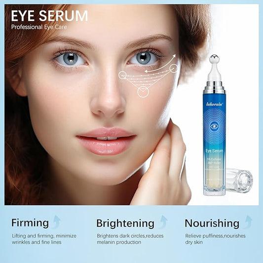 5% Caffeine Eye Serum with 360Β° Eye Massage Roller Eye Serum for Dark Circles & Relieve Puffiness, Reduce Wrinkles and Fine Lines, Eye Bags, Tighten Lifting Brightening Under Eye Cream-0.5 OZ
